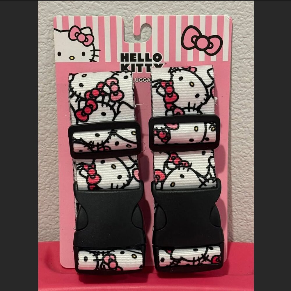 Sanrio Hello Kitty Set of 2 White Luggage Straps NEW